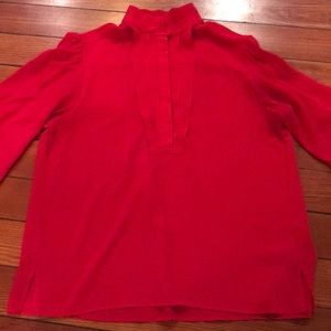 Red button down blouse